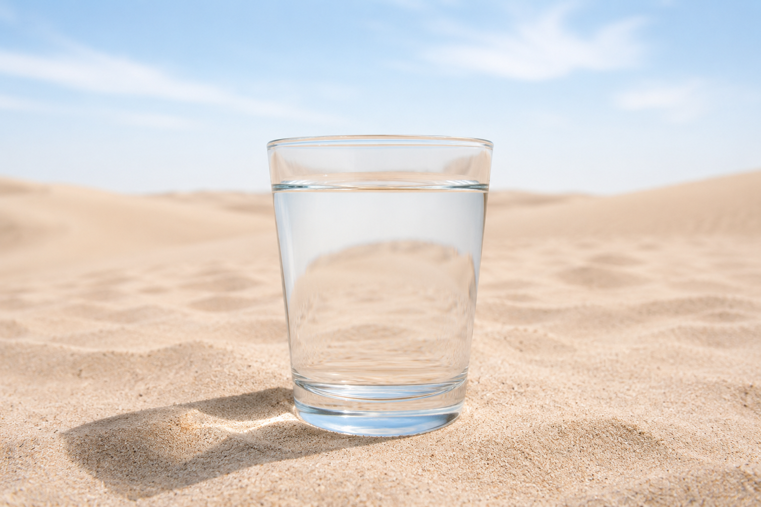 Une tasse d'eau sur du sable sec (la réussite étrangère présuppose un site en pénurie d'eau)